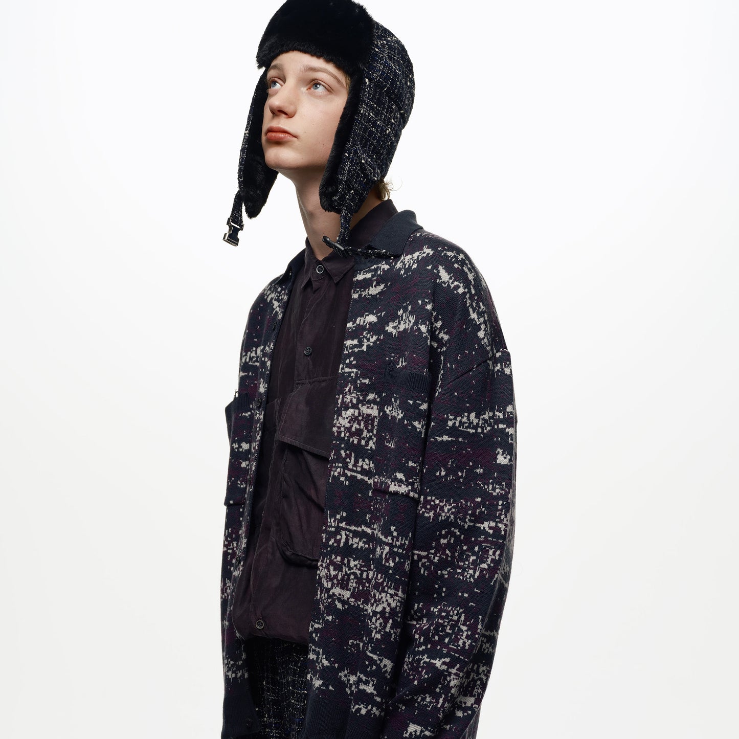 [WINTER SALE] THE JEAN PIERRE Tweed Trapper Cap - MIDNIGHT BLACK -