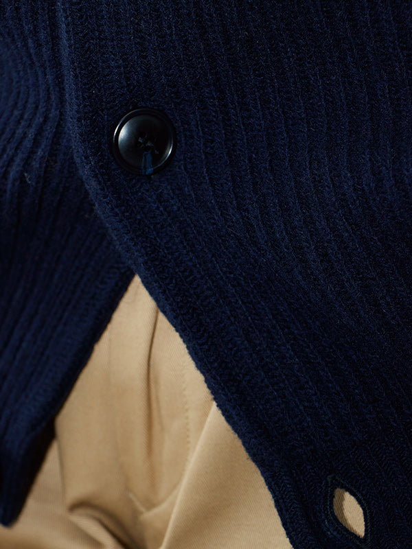 【WINTER SALE】AS STANDARD アズスタンダード AS STANDARD x MAKE YARN LINE FULL BUTTON KNIT CARDIGAN - NAVY-