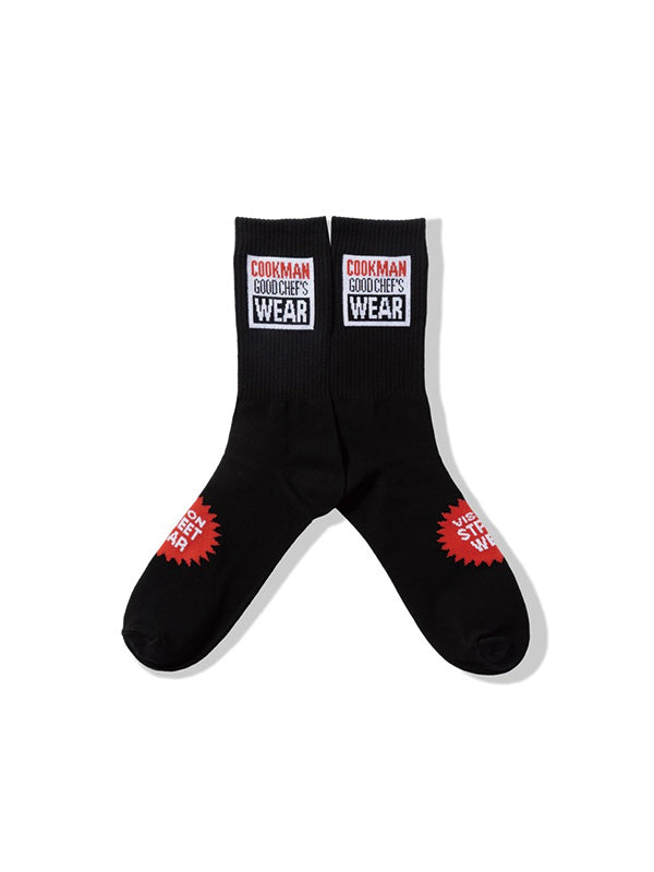 Cookman クックマン ソックス Rib Crew Socks Vision Logo - BLACK -