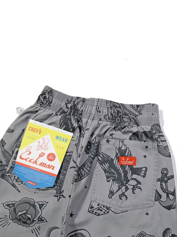 Cookman クックマン シェフパンツ Chef Pants Short Old Tattoo - GRAY -