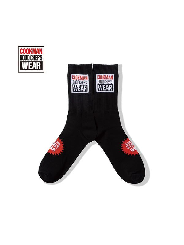 Cookman クックマン ソックス Rib Crew Socks Vision Logo - BLACK -