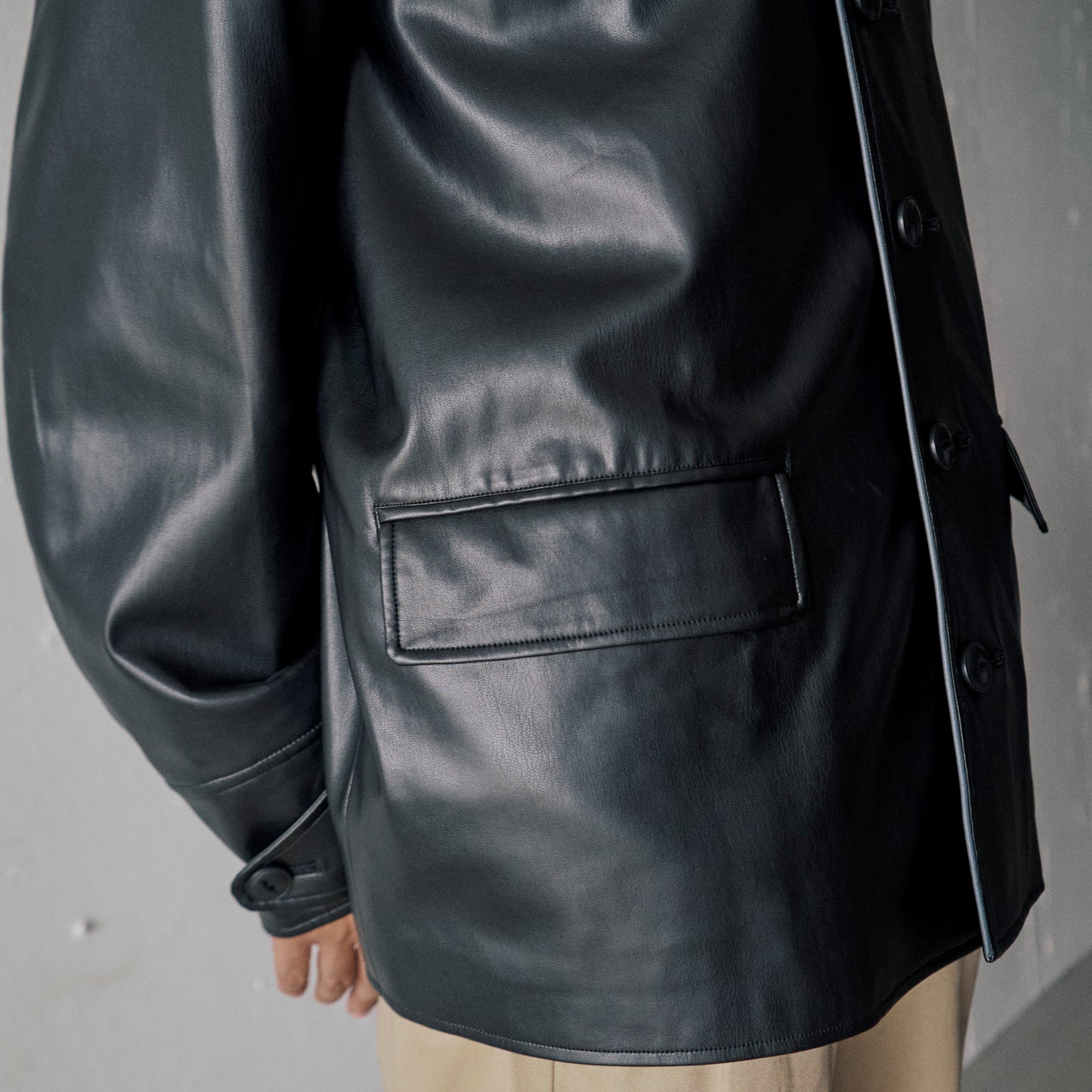 AS STANDARD FAKE LEATHER CAR COAT