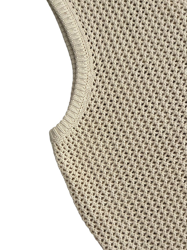 【WEB版 GO OUT掲載】AS STANDARD アズスタンダード MESH KNIT TANK TOP - BEIGE -
