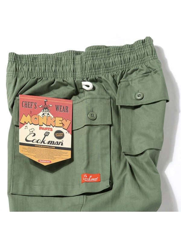 Cookman クックマン シェフパンツ Monkey Pants Herringbone - Olive -