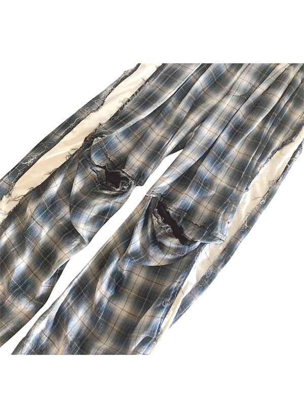 THE JEAN PIERRE ジャン・ピエール Tuck Easy Plaid Trouser - BLUE -