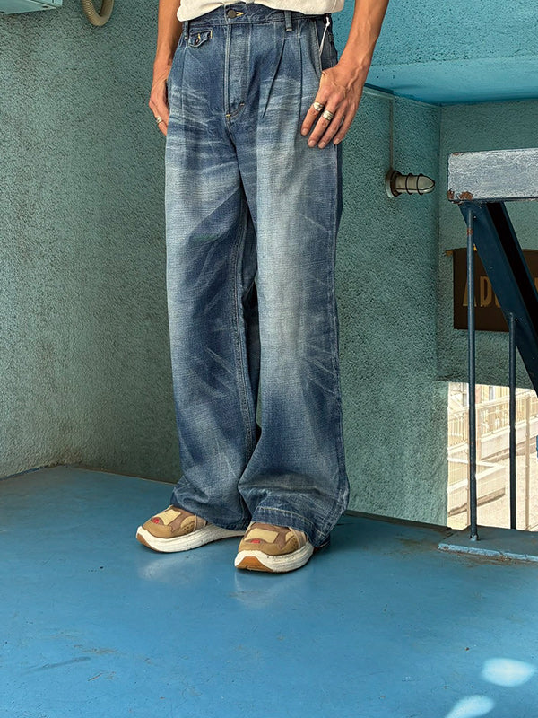 THE JEAN PIERRE 2-Tuck Denim Trouser - VINTAGE BLUE -