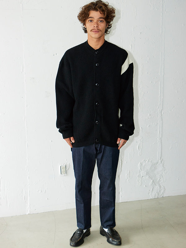 AS STANDARD アズスタンダード AS STANDARD x MAKE YARN LINE FULL BUTTON KNIT CARDIGAN - BLACK -