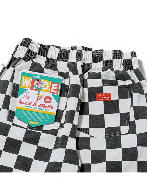Cookman クックマン シェフパンツ Chef Pants Semiwide11oz Chef Pants Semiwide  Washed Duck Canvas Checker Black