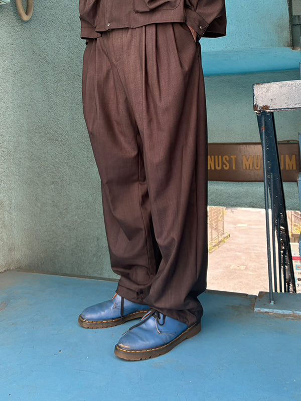 THE JEAN PIERRE ジャン・ピエール Urban Wool Low 3 Tuck Trouser  -INK  BLACK -