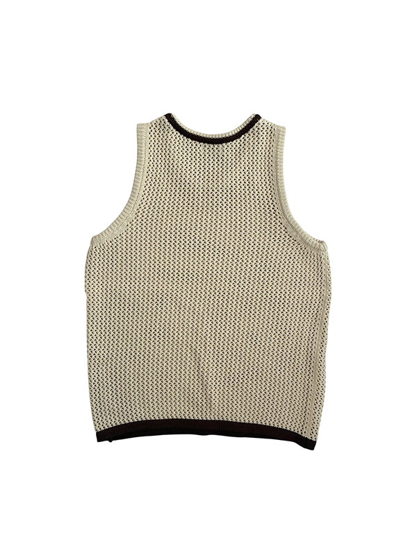 【WEB版 GO OUT掲載】AS STANDARD アズスタンダード MESH KNIT TANK TOP - BEIGE -