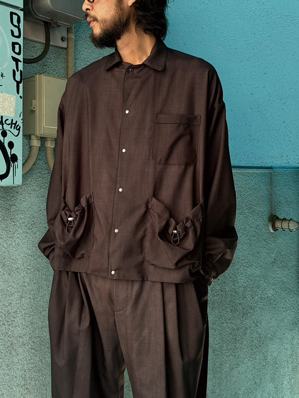 THE JEAN PIERRE ジャン・ピエール Urban Wool Tech Pyjama Shirt - INK BLACK -