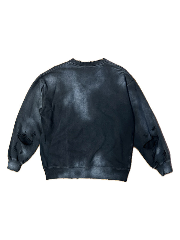 THE JEAN PIERRE ジャン・ピエール Pigment Grunge Destroy Sweat Shirt - FADE BLACK -