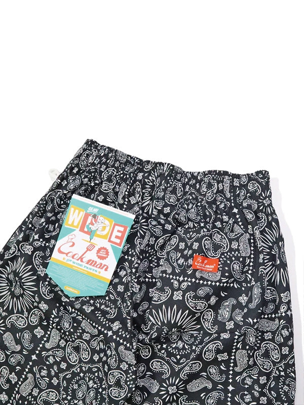 Cookman クックマン シェフパンツ Semiwide Paisley - BLACK -