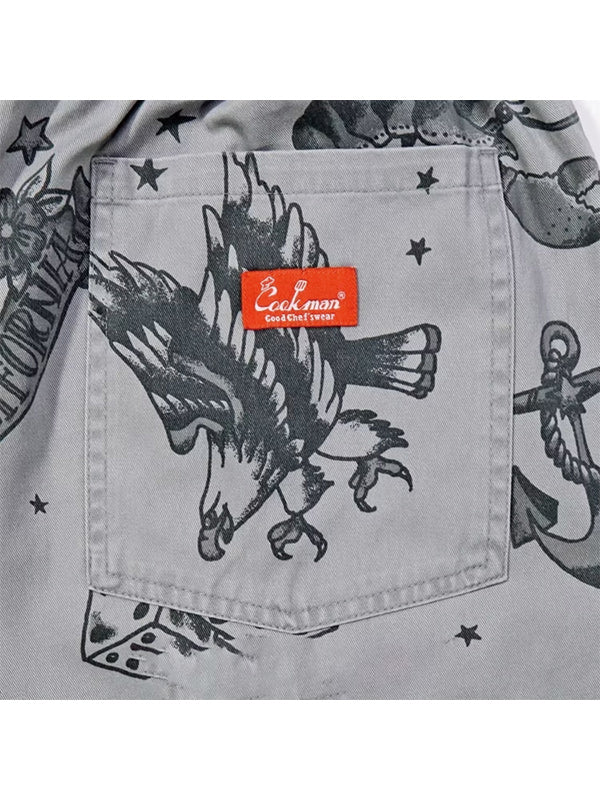 Cookman クックマン シェフパンツ Chef Pants Short Old Tattoo - GRAY -