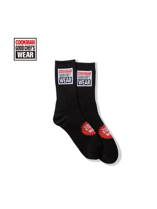 Cookman クックマン ソックス Rib Crew Socks Vision Logo - BLACK -