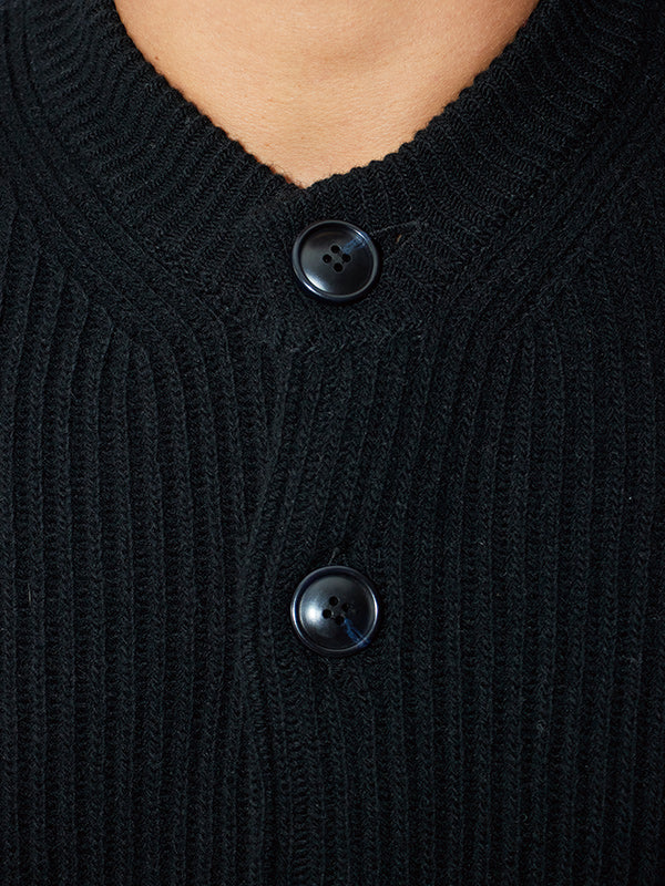 AS STANDARD アズスタンダード AS STANDARD x MAKE YARN LINE FULL BUTTON KNIT CARDIGAN - BLACK -