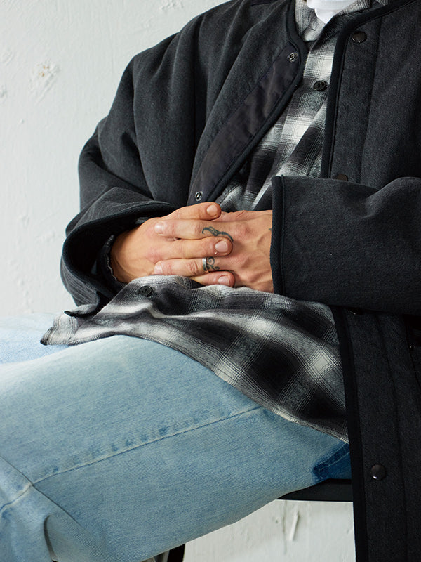 【WINTER SALE】AS STANDARD x SCARPETTA アズ スタンダード x スカルペッタ DENIM ARMY LINER COAT - BLACK -