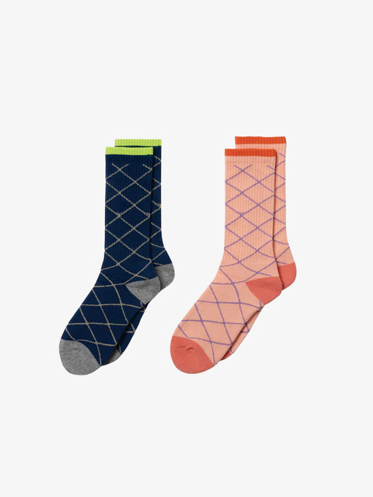 Little Yarmouth リトルヤーマス Grid Sox - BLUE / PINK -