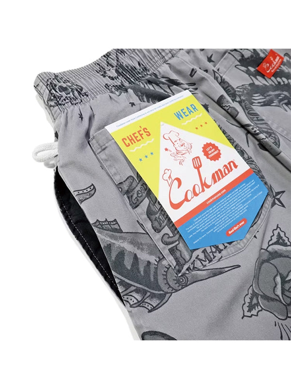 Cookman クックマン シェフパンツ Chef Pants Short Old Tattoo - GRAY -