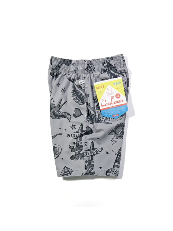Cookman クックマン シェフパンツ Chef Pants Short Old Tattoo - GRAY -
