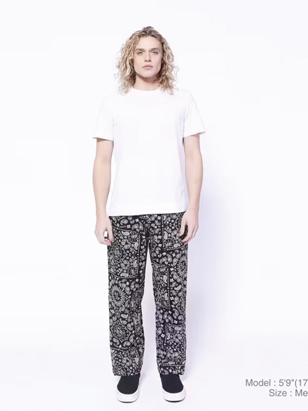 Cookman クックマン シェフパンツ Semiwide Paisley - BLACK -