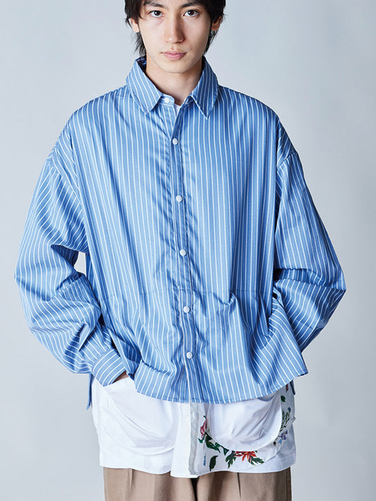 rehacer レアセル Garden Stripe Shirt Jacket - SAX -