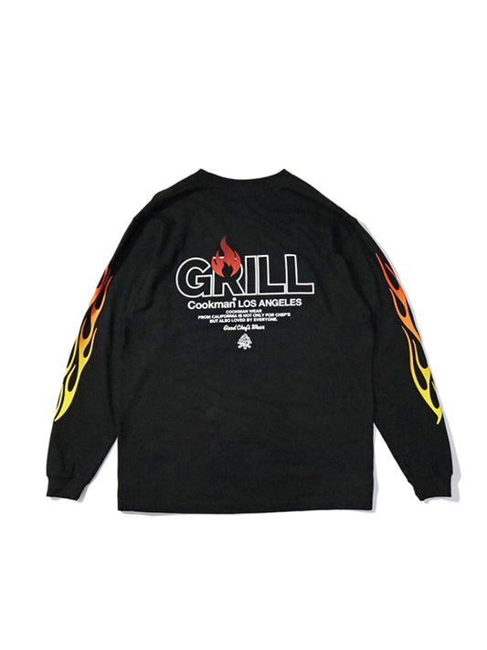 Cookman クックマン ロングスリーブ Tシャツ Grill - BLACK -