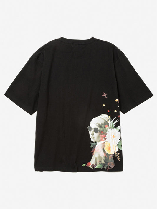 rehacer レアセル Pearl Garden Relax Fit T-shirt - BLACK -
