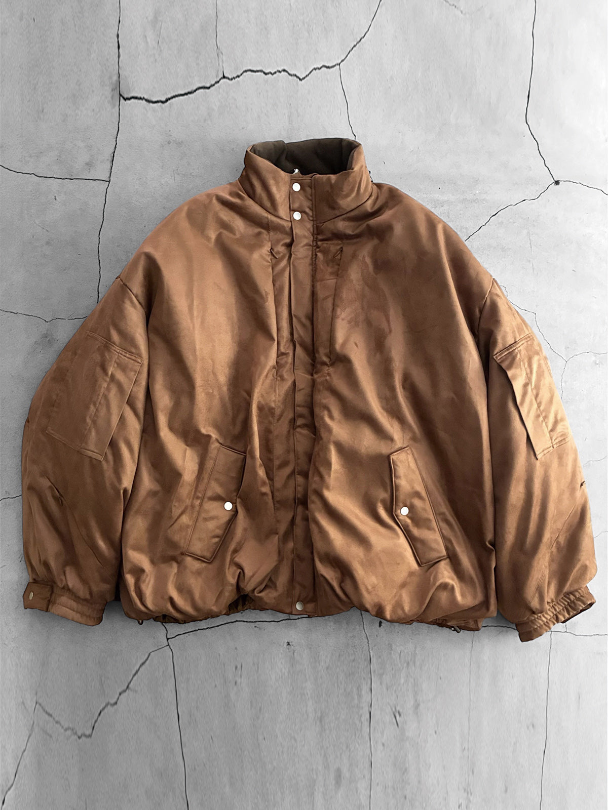 THE JEAN PIERRE ジャン・ピエール Signature Drop FauxLeather Puffer Blouson - BROWN -