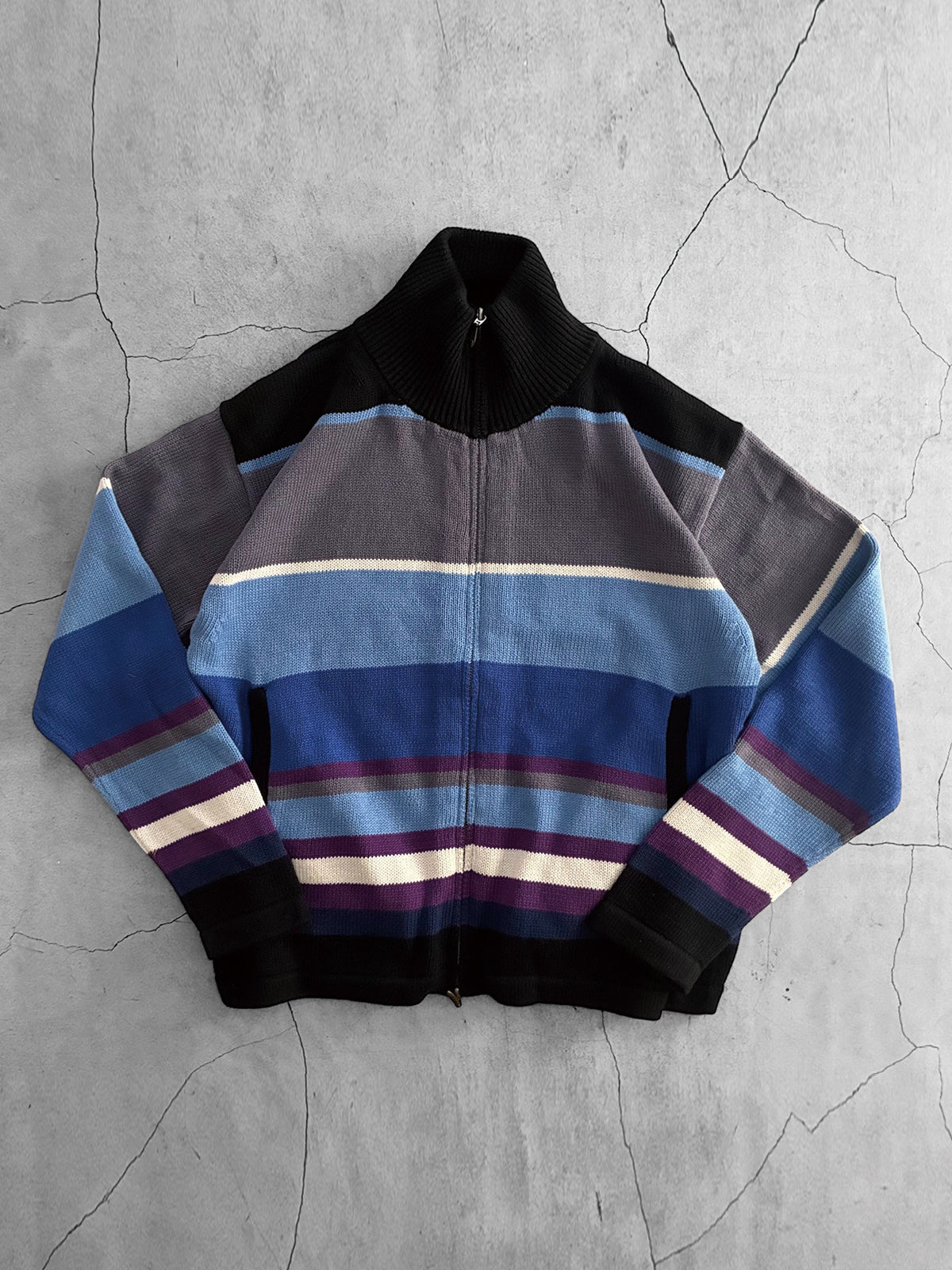 THE JEAN PIERRE ジャン・ピエール Multi Border Drivers Knit  - MULTI -