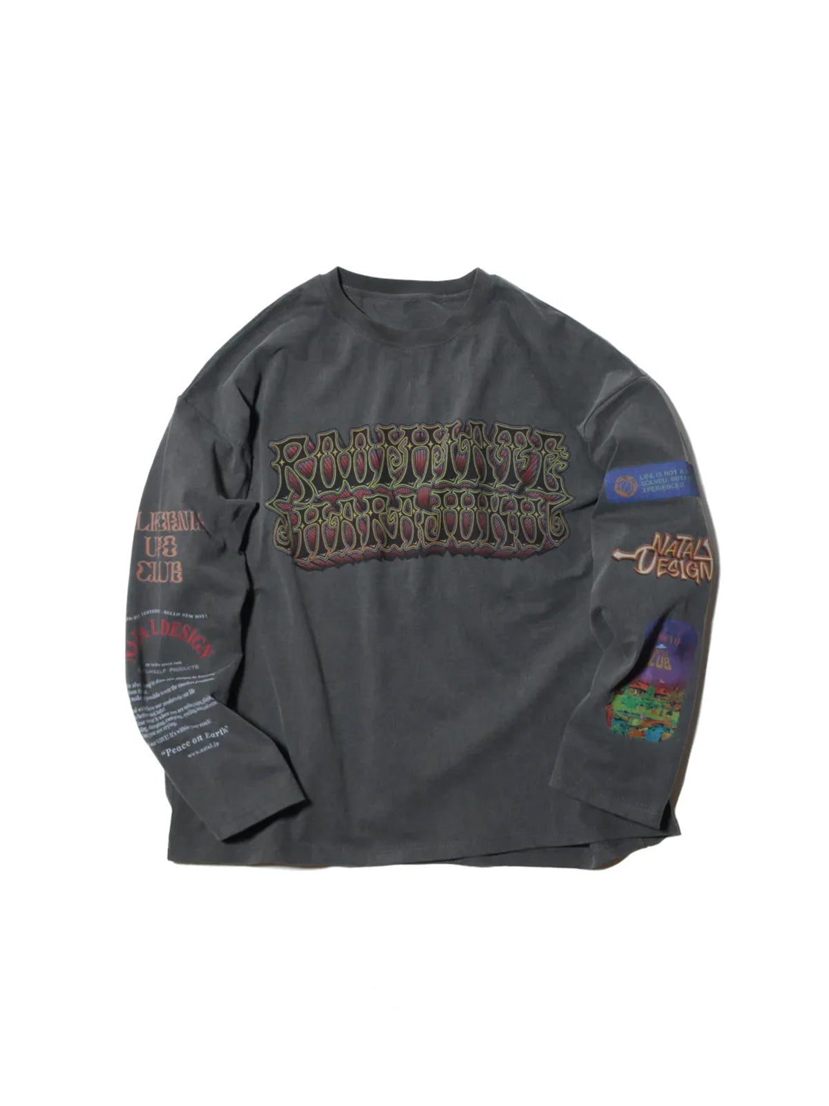 NATAL DESIGN x MAGOODZ ネイタル デザイン ROOM MATE MULTI PRINT L/S TEE LA - CHARCOAL -