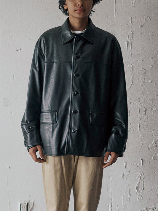 AS STANDARD アズスタンダード FAKE LEATHER CAR COAT