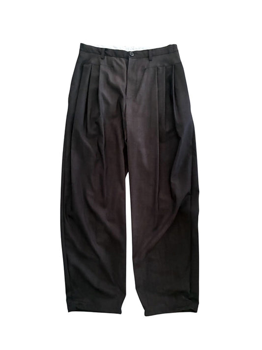 THE JEAN PIERRE ジャン・ピエール Urban Wool Low 3 Tuck Trouser  -INK  BLACK -
