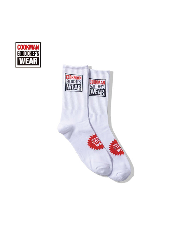 Cookman クックマン ソックス Rib Crew Socks Vision Logo - WHITE -