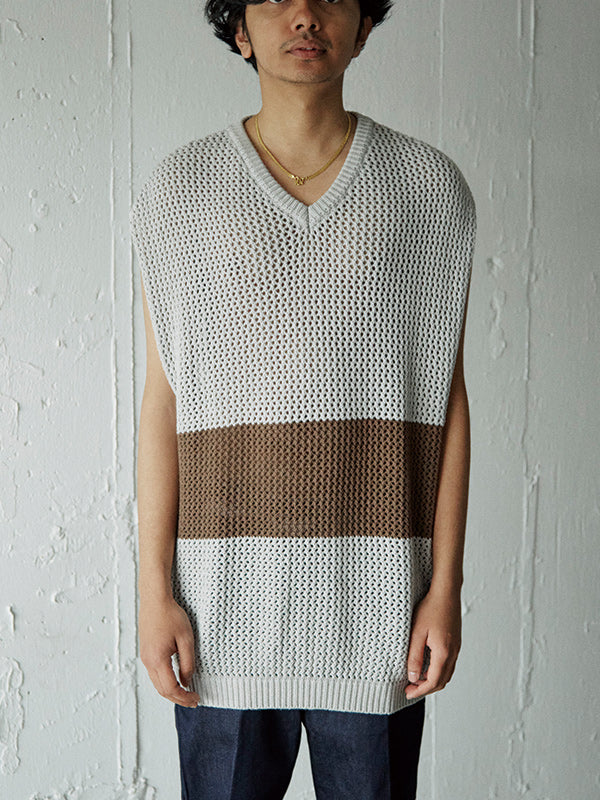 AS STANDARD AS STANDARD MESH Knit VEST BEIGE