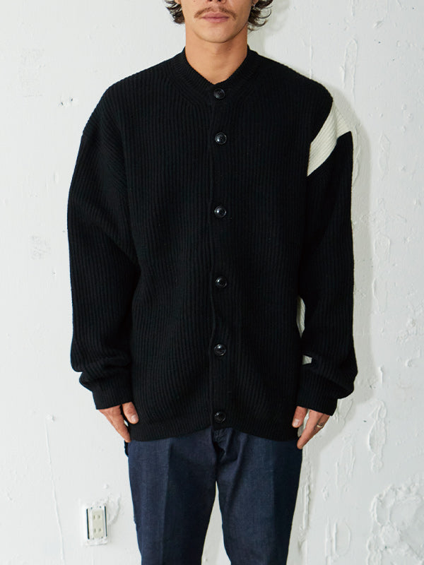 AS STANDARD アズスタンダード AS STANDARD x MAKE YARN LINE FULL BUTTON KNIT CARDIGAN - BLACK -