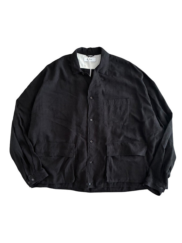 THE JEAN PIERRE ジャン・ピエール Safari Linen Shirt  - INK BLACK -