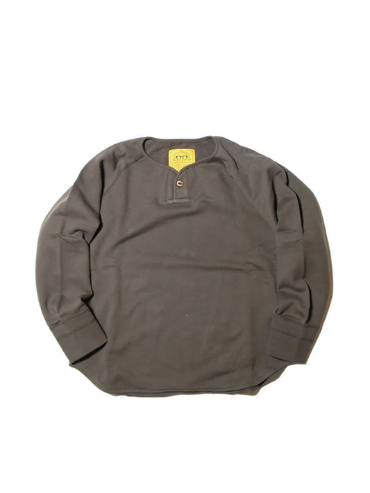NATAL DESIGN ネイタル デザイン BRUSHED COTTON LONG SLEEVE HENLEY - LUCKY SWALLOW OLIVE-