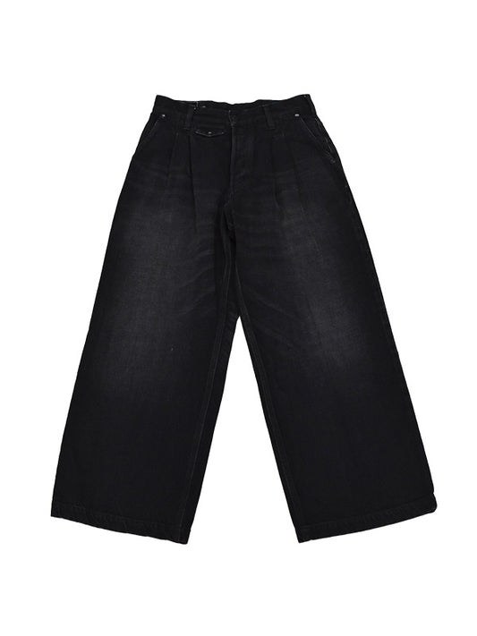 THE JEAN PIERRE Jean-Pierre 2-Tuck Denim Trouser - FADE BLACK -