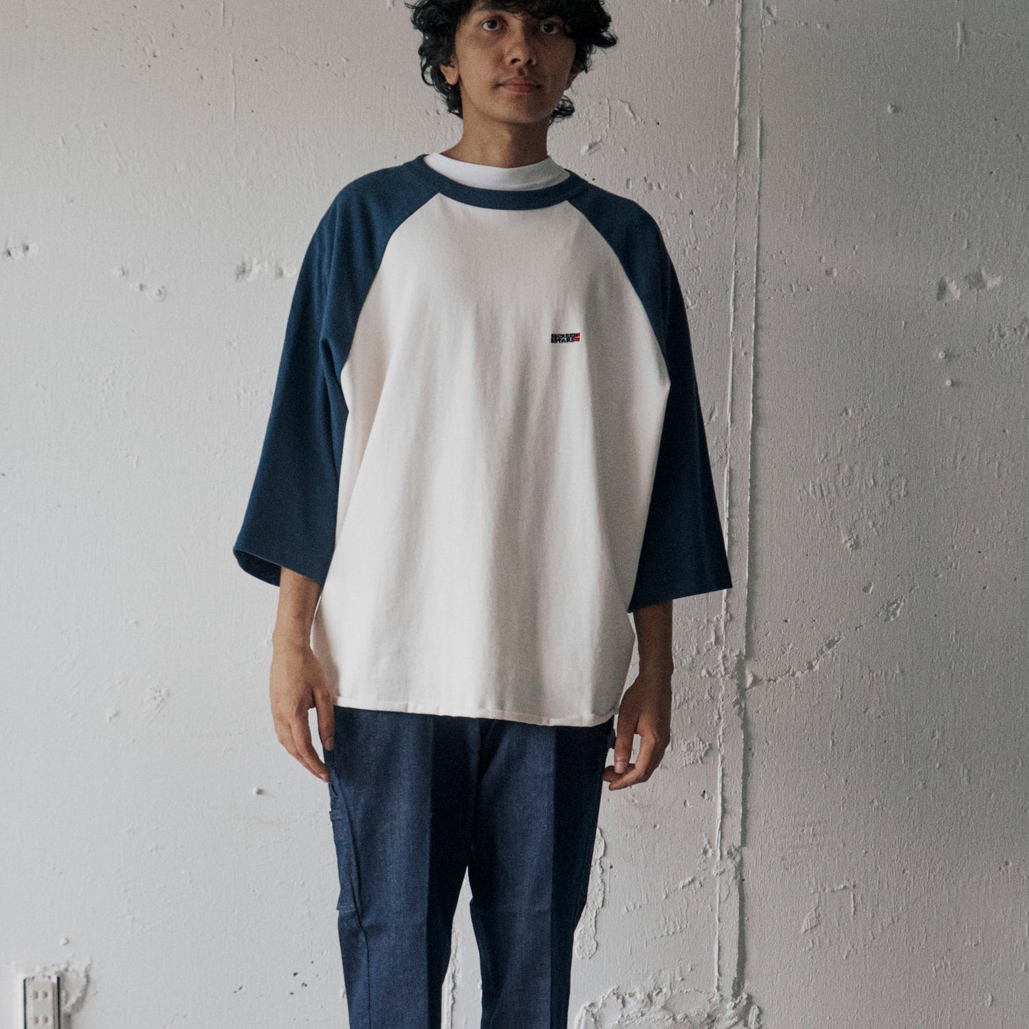 AS STANDARD X SCREEN STARS アズスタンダードxスクリーンスターズ　BASEBALL TEE - NAVY / WHITE -