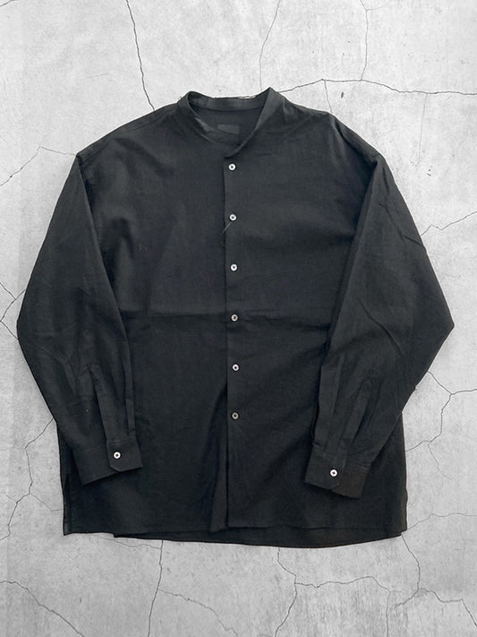 FORTUNA homme フォルトゥナオム Silky NoCollar Shirt - BLACK -