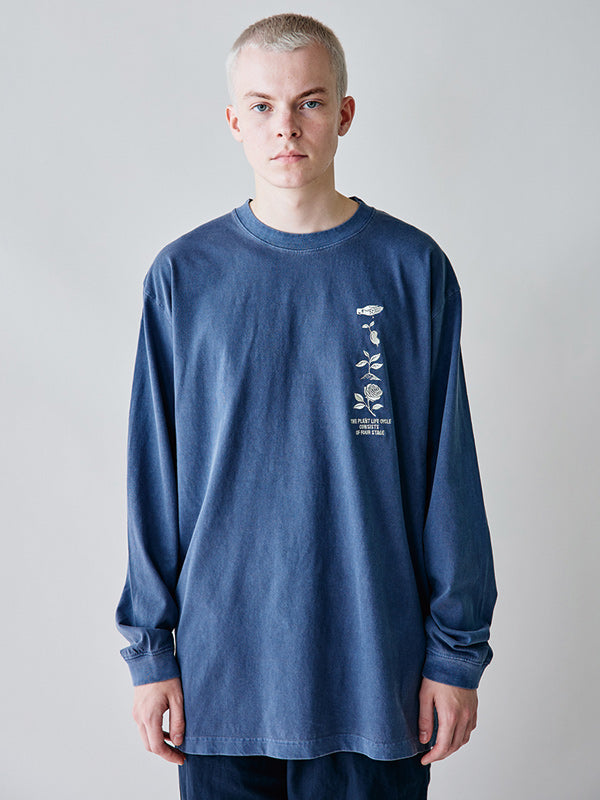 rehacer レアセル Flower Cycle Vintage L/ST-Shirt - NAVY -