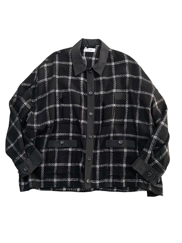 THE JEAN PIERRE ジャン・ピエール 11 XL Tear Off Sheer Tweed Jacket - BLACK -