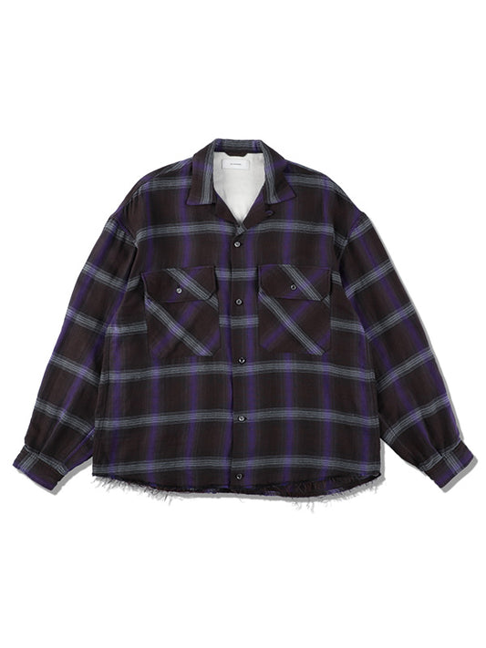 【WINTER SALE】THE JEAN PIERRE ジャン・ピエール Plaid Dove Open Collar Shirt - SKY BLUE -