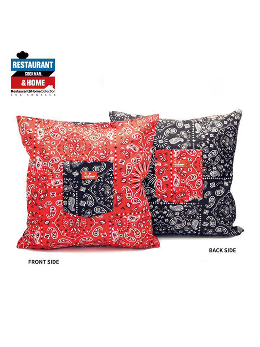 【雑誌 GO OUT掲載】Cookman クックマン クッションカバー Cushion Pocket Cover Reversible Paisley Red & Black