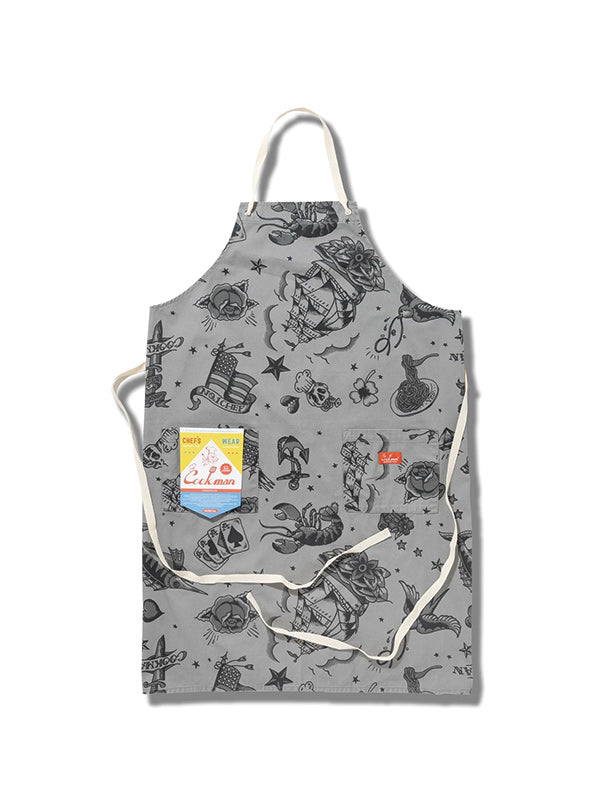 Cookman クックマン ソックス Long Apron Old Tattoo - GRAY -