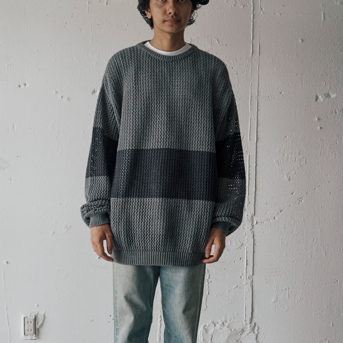 AS STANDARD アズスタンダード MESH CREW KNIT