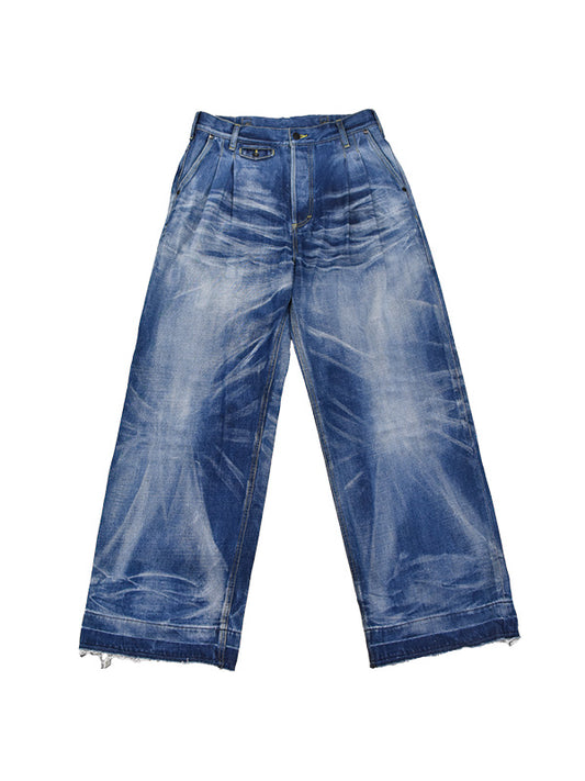 THE JEAN PIERRE 2-Tuck Denim Trouser - VINTAGE BLUE -