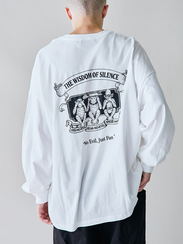 rehacer レアセル Three wise monkeys L/S T-shirt - WHITE -