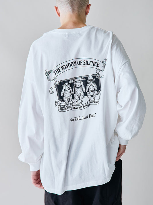 rehacer レアセル Three wise monkeys L/S T-shirt - WHITE -